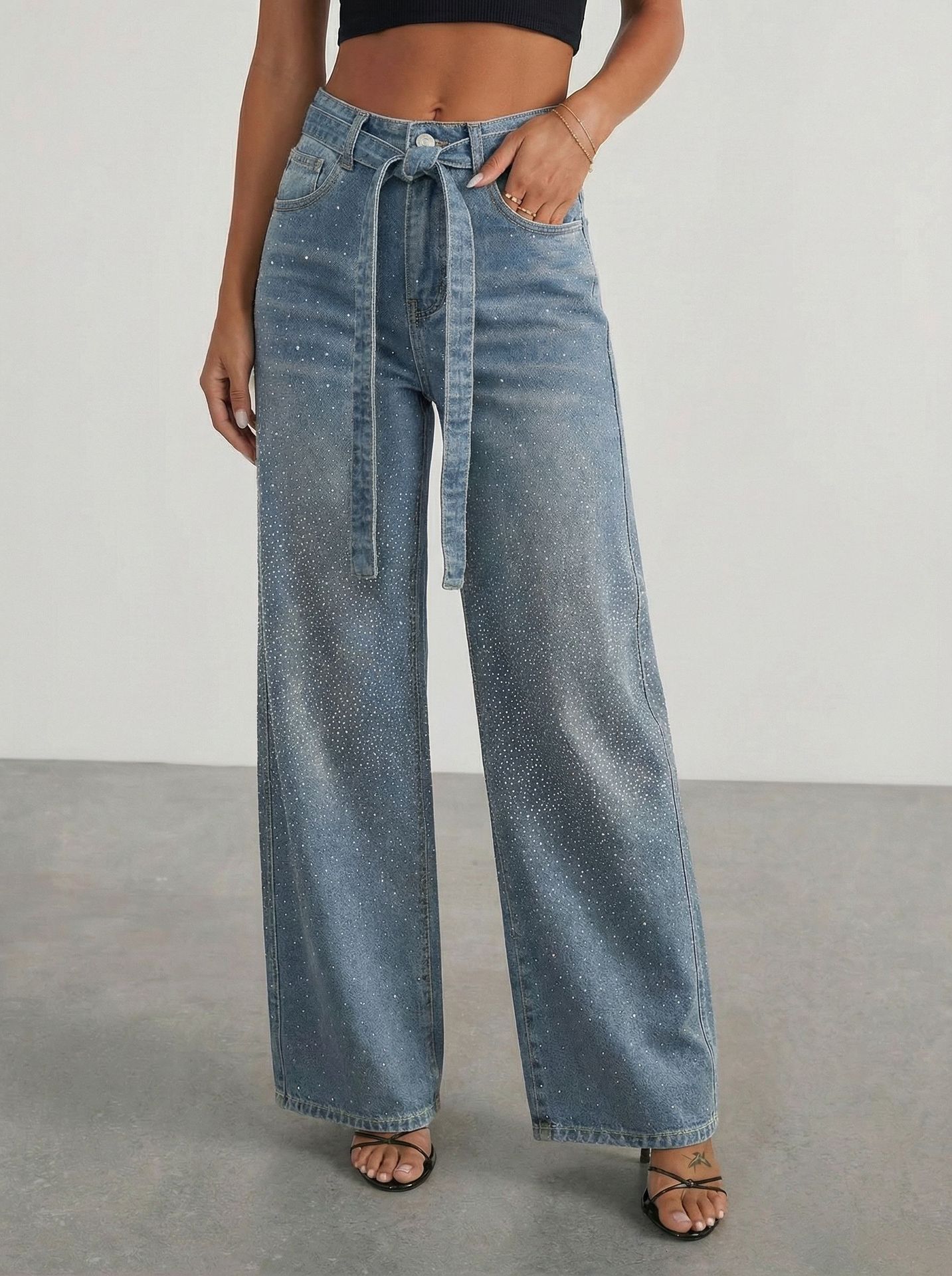 Women's High-Waisted Wide-Leg Jeans – Loose-Fit Cotton Denim - Image 2